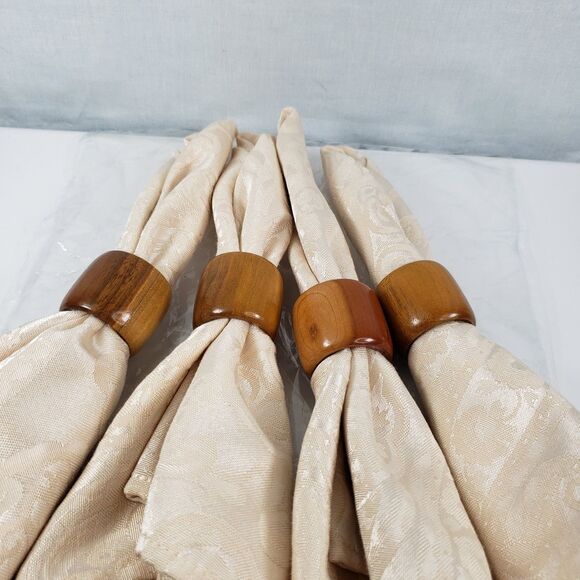 Ralph Lauren Home Cotton Blend Tan Paisley Damask Cream Set of 4 Dinner Napkins - Picture 12 of 13